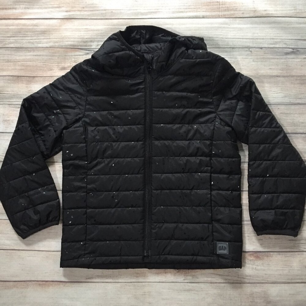 Gap Girls Primaloft Puffer Jacket Black with Stars Size Small